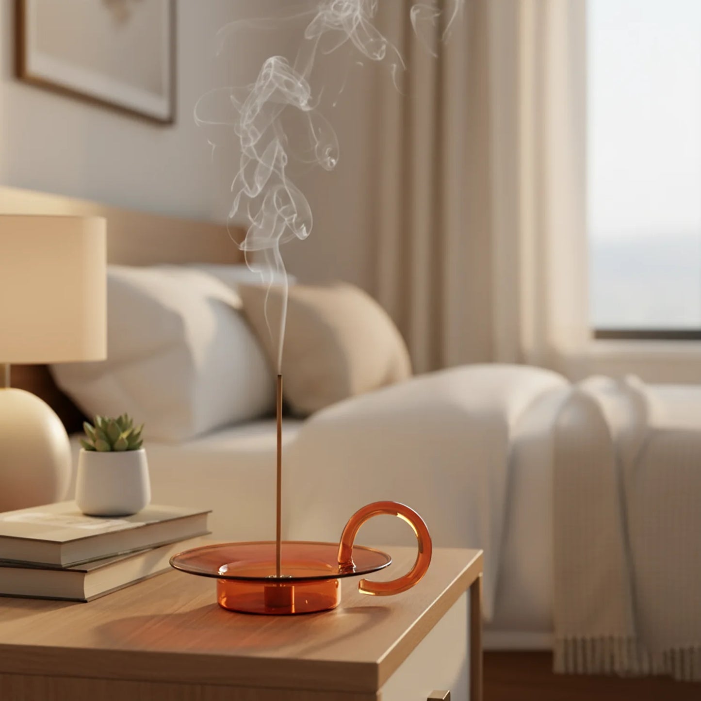 Amber Glass Incense Holder