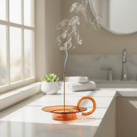 Amber Glass Incense Holder