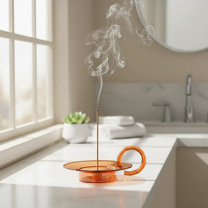 Amber Glass Incense Holder