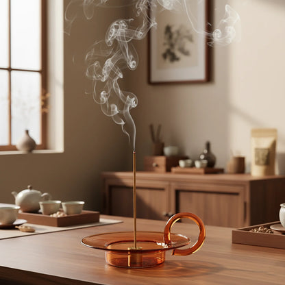 Amber Glass Incense Holder